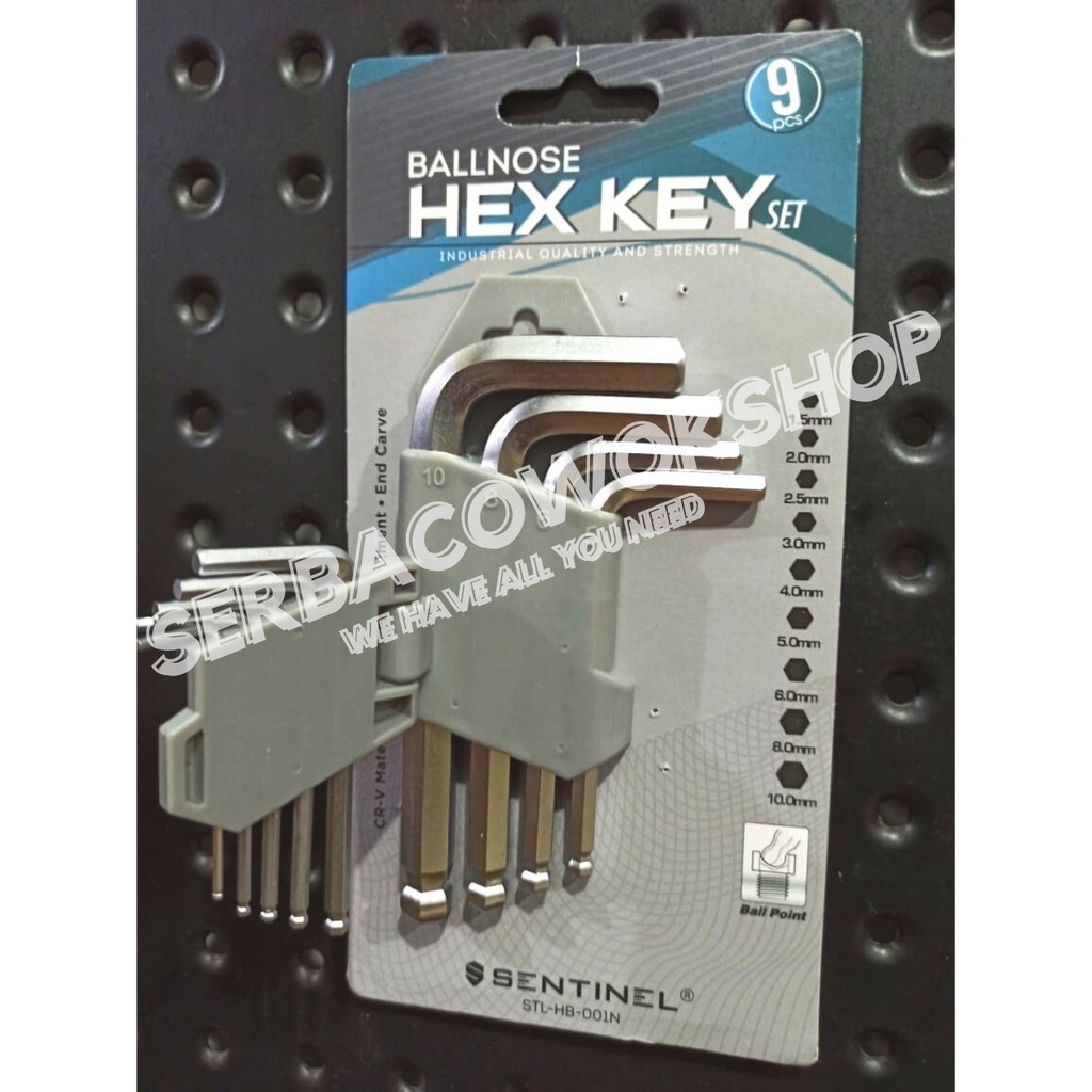 Sentinel Kunci L Pentol Ballpoint Pendek Hex Key Set Chrome 9 Pcs Short Termurah Berkualitas