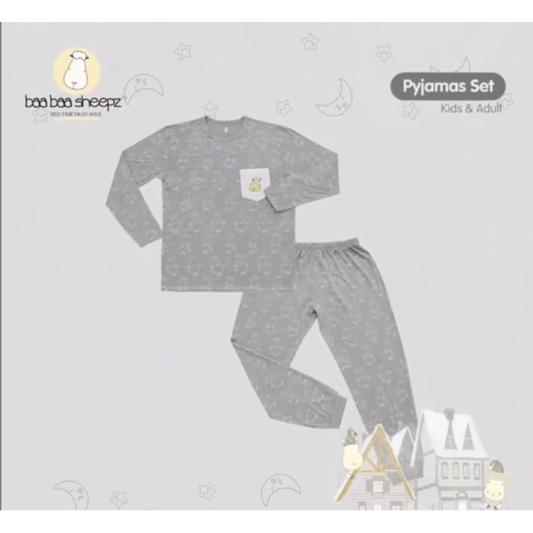 Baa Baa Sheepz Long Sleeve Shirt Pants Pocket White Big Sheepz Grey