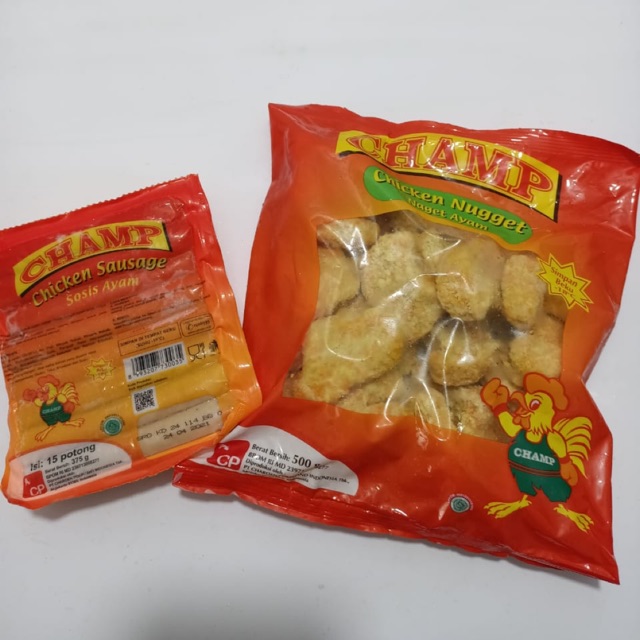 

PAKET SOSIS 15PCS DAN NUGGET AYAM CHAMP 500GRAM