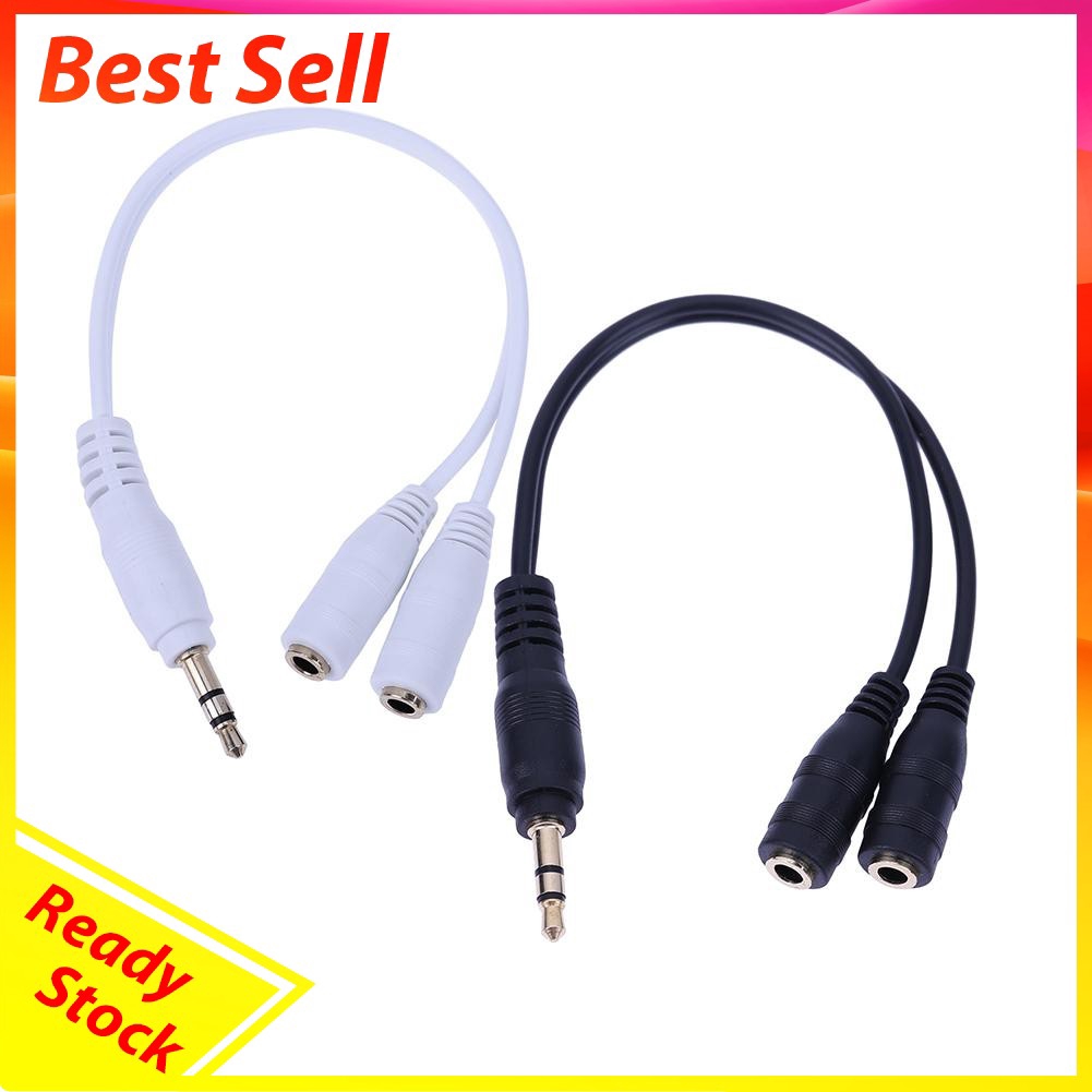 20CM Dual Track HD Stereo 3.5mm 1 Male to 2 Female Y Splitter Stereo Extension Audio Cable for PC