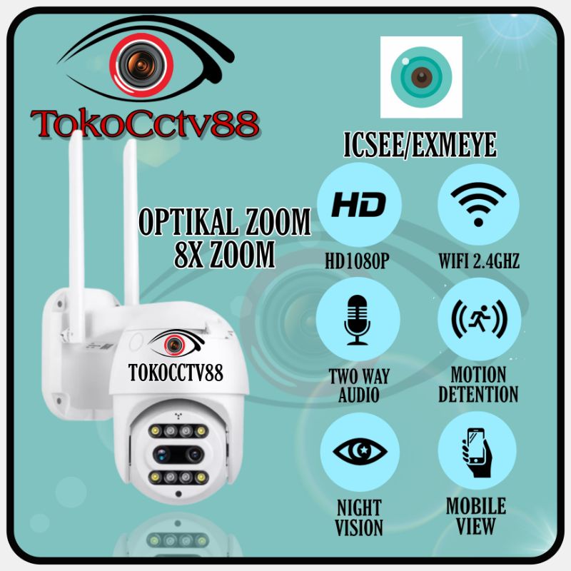 IP CAMERA WIFI PTZ WIRELESS ICSEE 8MP BISA ZOOM 8X OPTICAL ONVIF 360&quot;