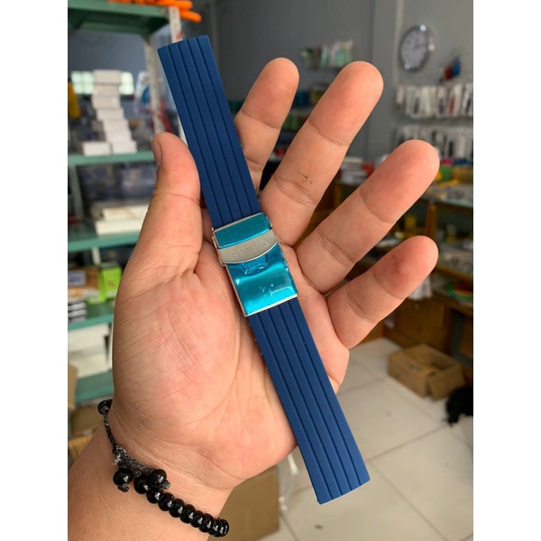 Strap Tali Jam Tangan Rubber Seiko Biru 22mm aftermarket