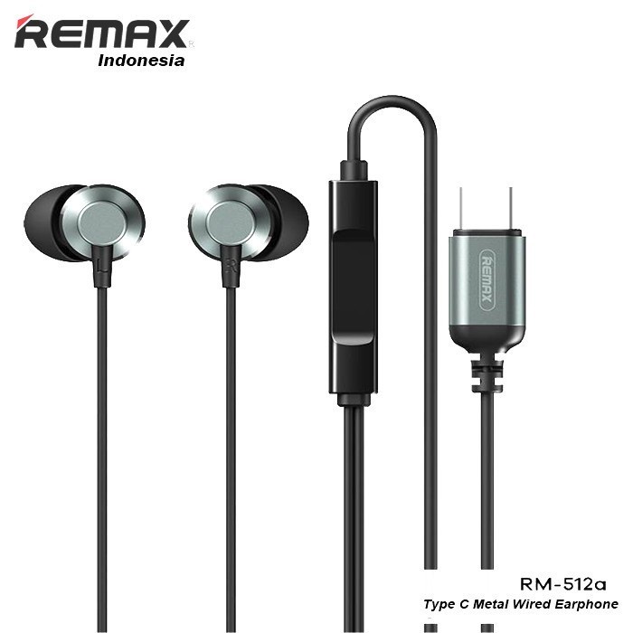 Remax Metal Wired Earphone Type a For TypeC Cable RM 512a