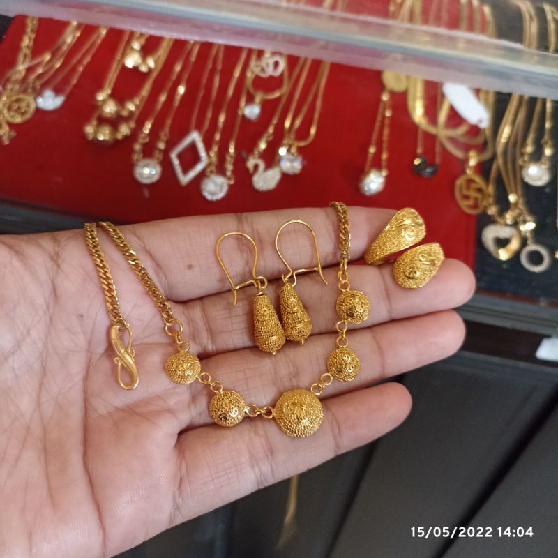 set perhiasan bali alpaka lapis emas