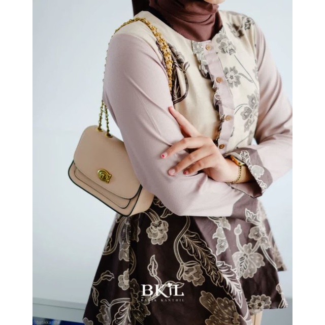 Batik wanita ASJ SA HRB026 Kenongo Kemeja Tosca Pendek-1