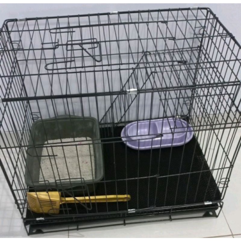 KANDANG KUCING SIZE L LARGE JUMBO BESI TEBAL TINGKAT 1 PET CAGE SANGKAR KOTAK LIPAT KUCING