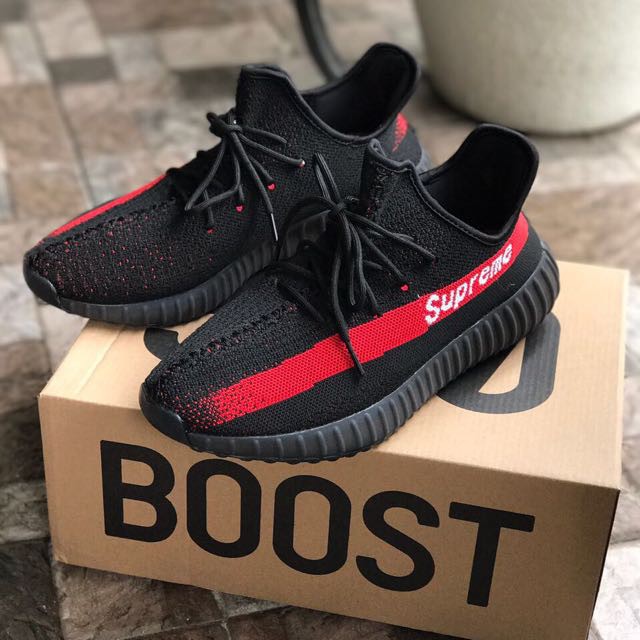 ADIDAS Yeezy Boost V2 SPLY 350 Supreme Black Red High Premium Original