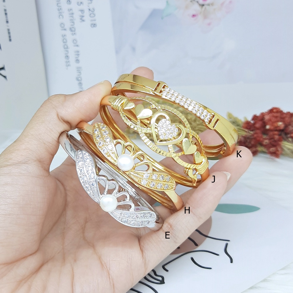 (RINN Jewelry) Gelang Bangle Xuping Polos Mutiara Pearl Lapis Emas Gold - BB284