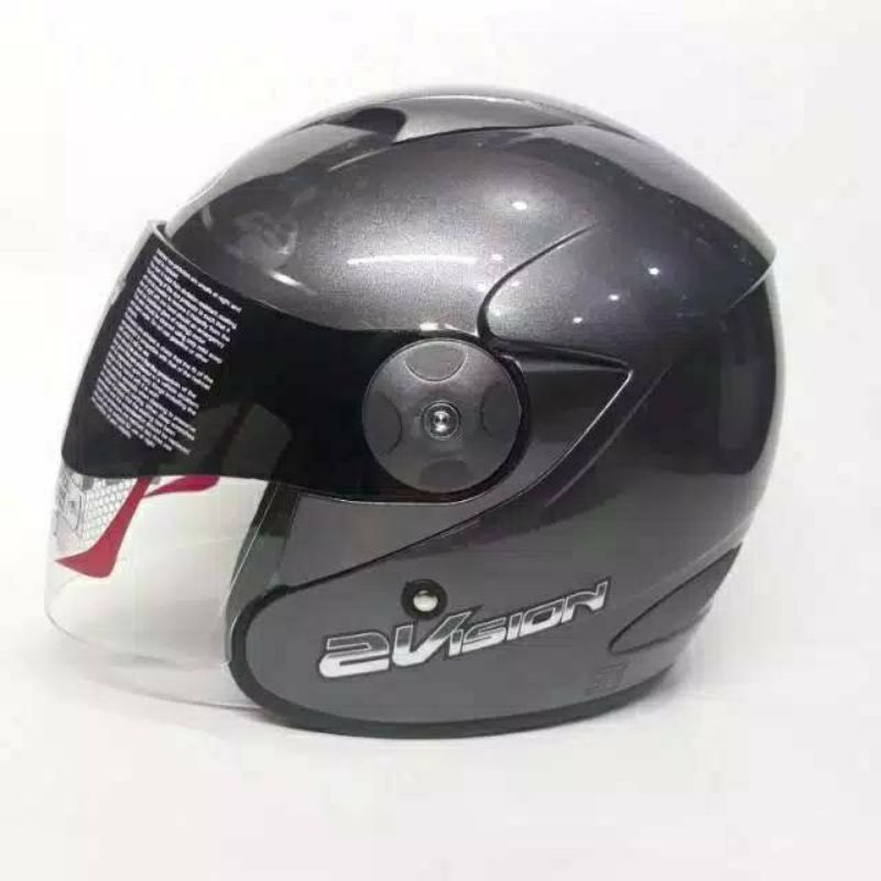HELM KYT 2 VISION GUNMETAL ORIGINAL HELM KYT 2VISION GUN METAL HELM HALF FACE KYT 2 VISION ABU TUA