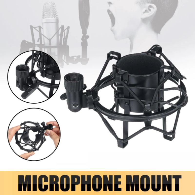 MIC SHOCKMOUNT UNIVERSAL MICROPHONE SHOCKPROOF STAND CLAMP HOLDER MIKROFON FULL METAL