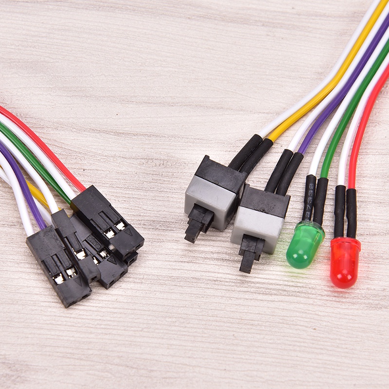 Motherboard PC Komputer ATX 2 Switch On / Off / Reset Dengan Kabel Power 68cm LED
