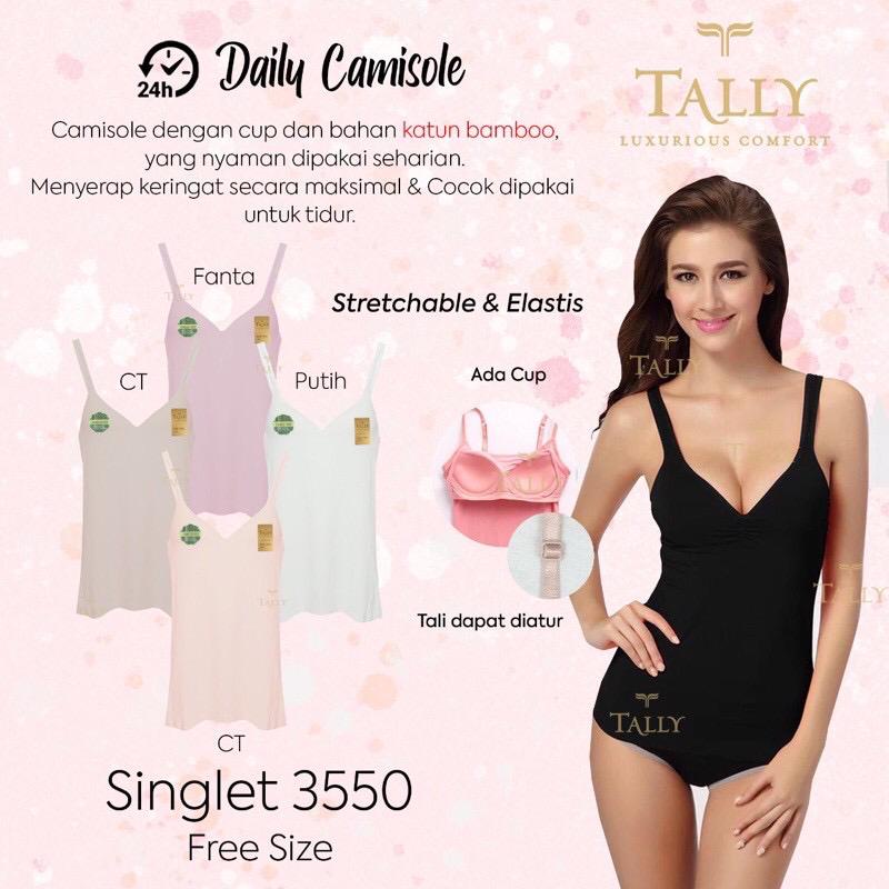 TALLY SINGLET TANKTOP BUSA 3550 TALLY SATU TALI , TALI KECIL BAHAN MODAL KATUN BAMBU  / TALLY Singlet Cup Wanita Bahan Katun Bambu Fit to L - XL Tanktop Cup (Ada Busa) S 3550 - ARA98STORE