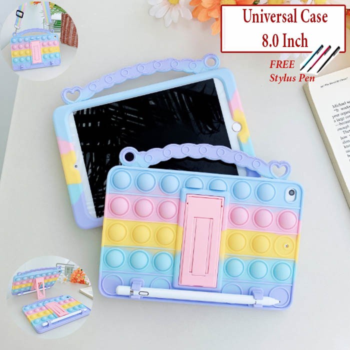 Realme Pad Mini 8.7 2022 Softcase Soft Case Casing Cover Anak Kids POP IT Bubble Rainbow Slot Pen Pe