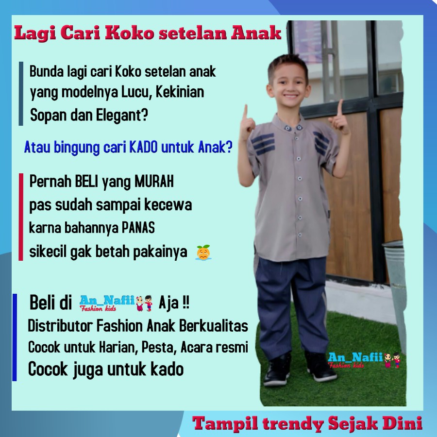 Kemeja Koko Anak Laki Laki 1 - 10 Tahun Hoofla Setelan Baju Ngaji Anak Laki Laki 2 3 Tahun 5 Tahun 7 Tahun