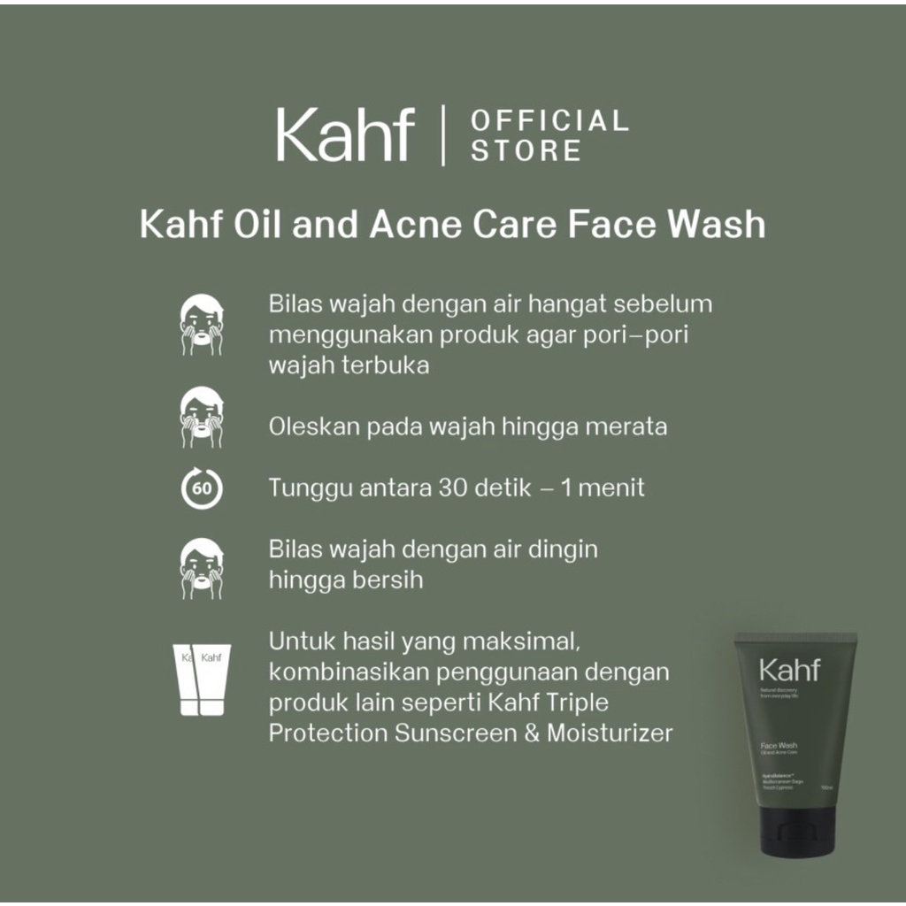 KAHF Man Facial Wash 50ml 100 ml / Sabun Cuci Muka Pria - Laki Laki