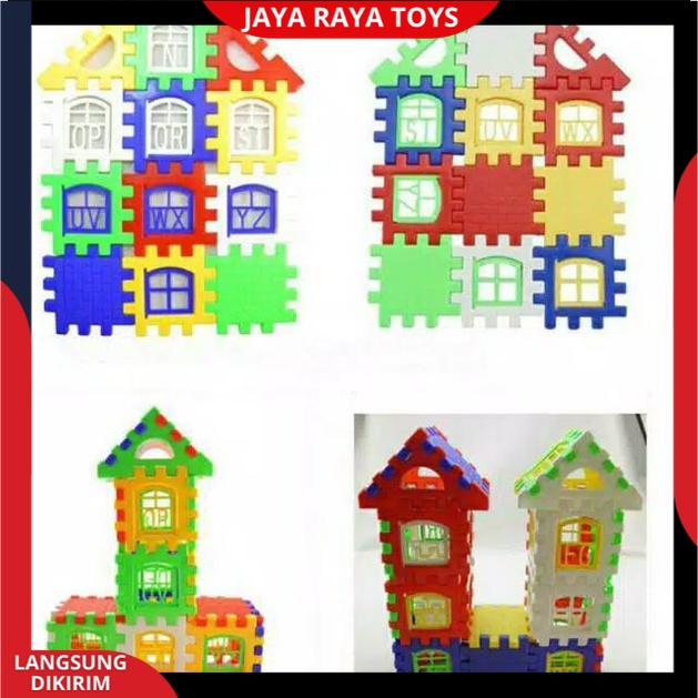 Mainan Anak Edukasi Blok Puzzle rumah funny block  Plastik Berkualitas SNI JM 8211