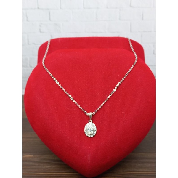 KALUNG NORI VENSY + LIONTIN OVAL MP / KALUNG PERAK ASLI SILVER 925 LAPIS EMAS/ KALUNG PERAK FASHION WANITA IMPOR TERBARU
