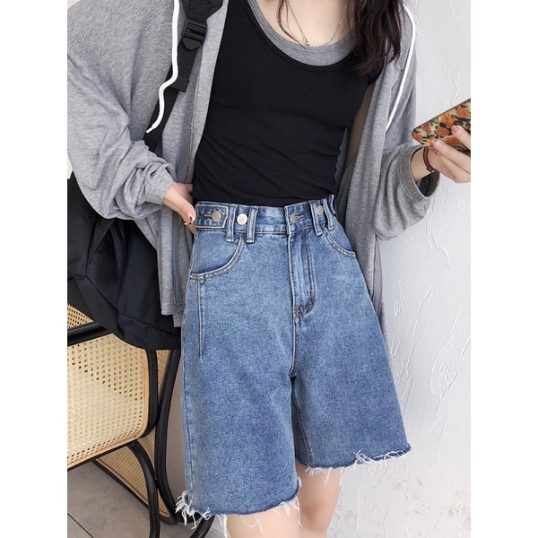 BIKER SHORT JEANS DENIM WANITA IMPORT HIGHWAIST CELANA PENDEK RIPPED PANTS MX877