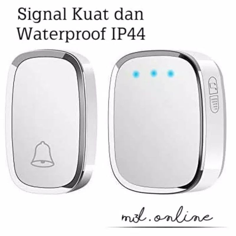 Rumah Wireless Door Bell Waterproof Pintu 1 Receiver Taffware Bel Pintu Waterproof 36 Nada  A101