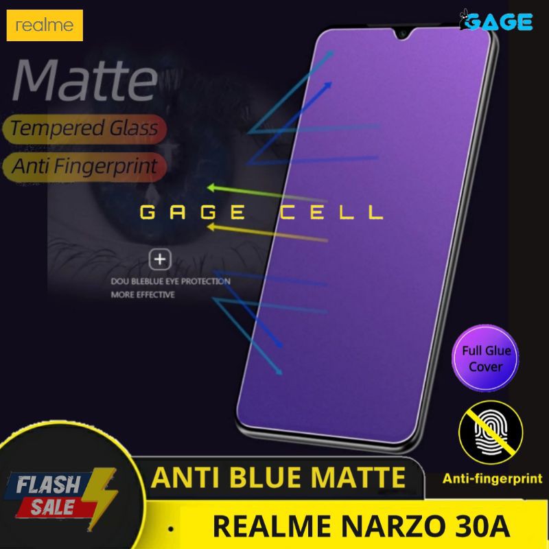 TEMPERED GLASS ANTI BLUE MATTE RAY REALME NARZO 30A TG ANTI GORES REALMI NARZO 30 A FULL LAYAR