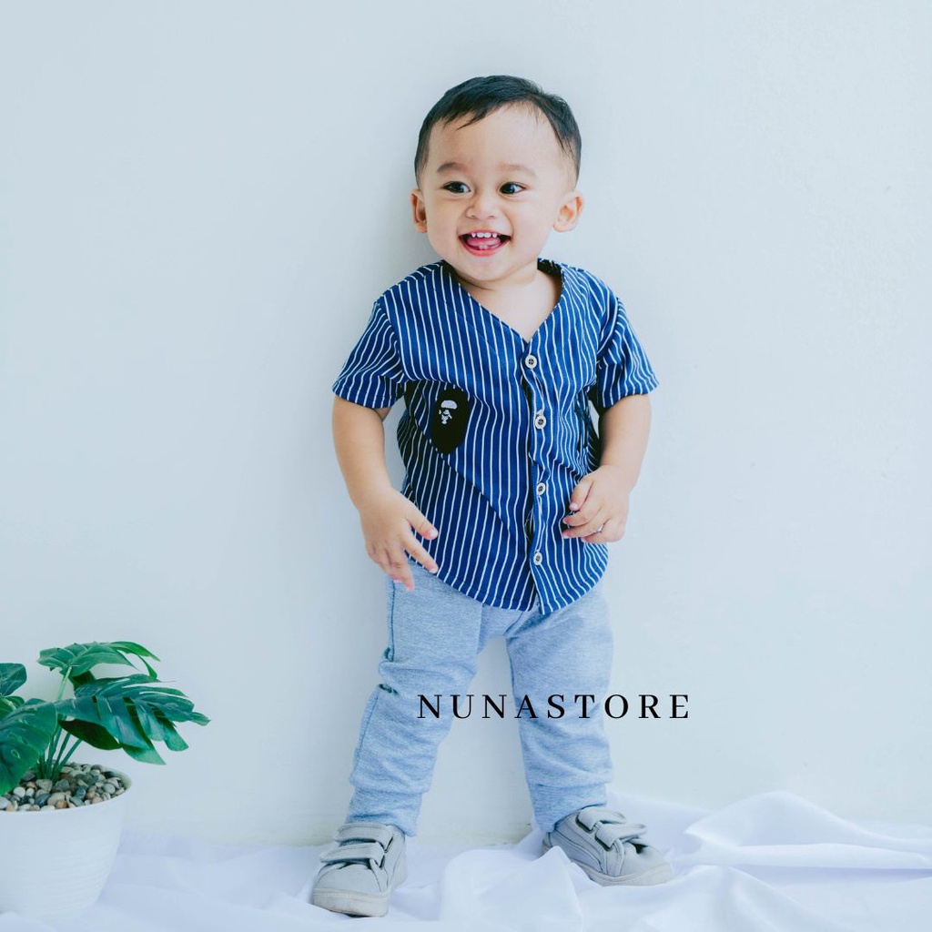 Nuna Store SaintQueen Motif Baseball NY 01 / Setelan Baju Bayi 6 bulan - 4 tahun Baju Anak Laki-laki