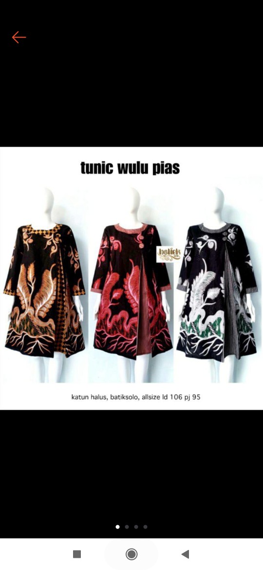 Tunik Wulu Pias Batik Solo Motif 3 Warna Dress Kondangan