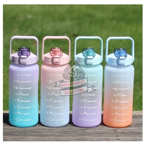 (AS) BOTOL MINUM 2L viral 2000ML KOREA MOTIVASI WAKTU DIY STICKER - RAINBOW