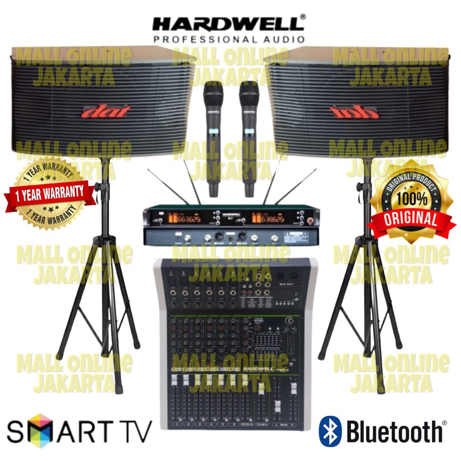 Paket karaoke dat 10 inch power mixer hardwell mic wireless original