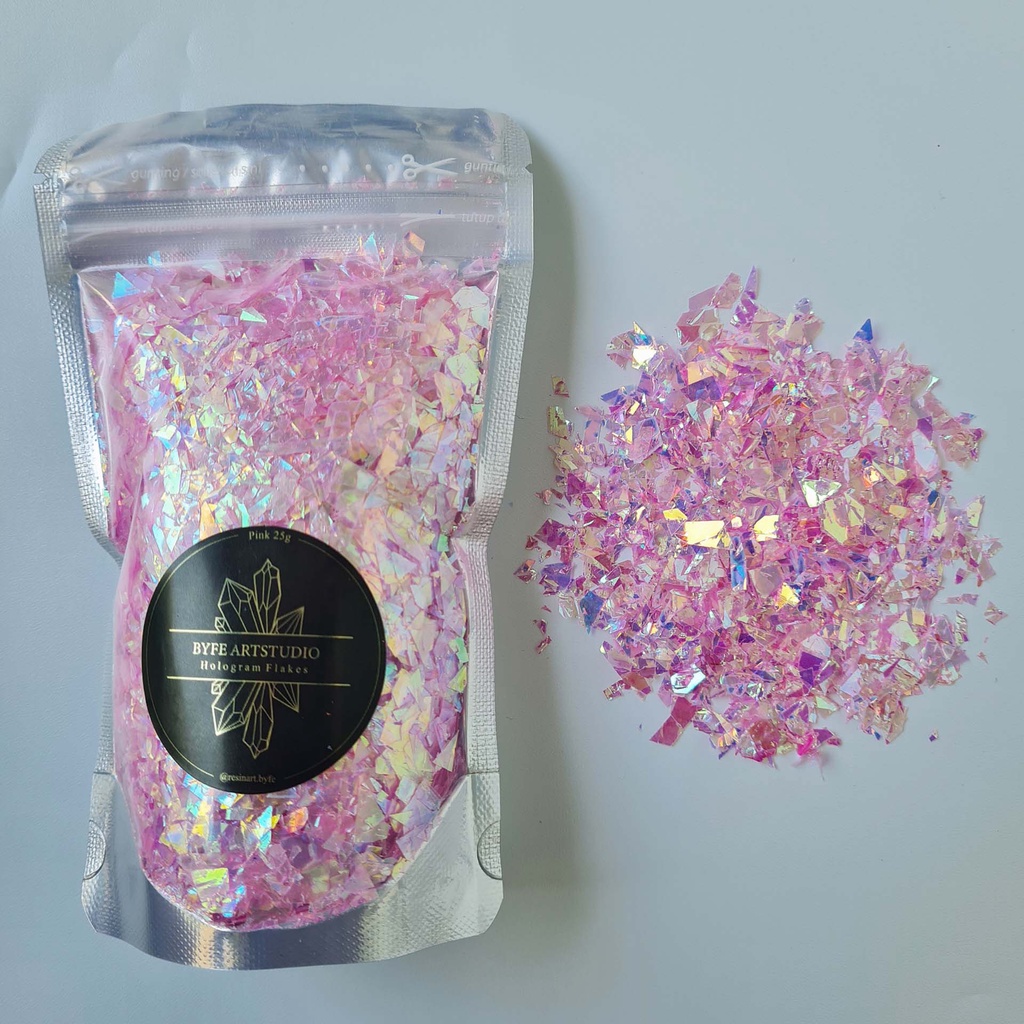 BYFE HOLOGRAM AURORA FLAKES GLITTER bahan kerajinan art 25gram