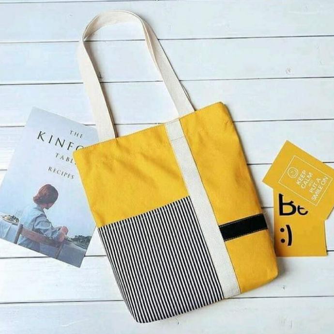 Promo tas tote bag remaja wanita>> tas tote bag motif garis / tas slempang korea TasToteLaris