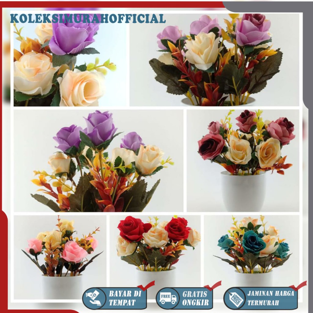 COD BUNGA PLASTIK BUNGA PAJANGAN IMITASI BUNGA ARTIFISIAL BUNGA MAWAR TANAMAN HIAS BR2209