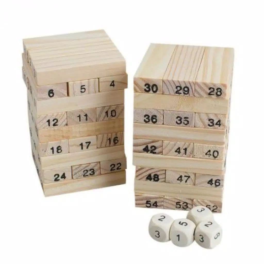 TGM - ONO Kayu Angka Mini 54 pcs Stacko Jengga + 4 Dadu