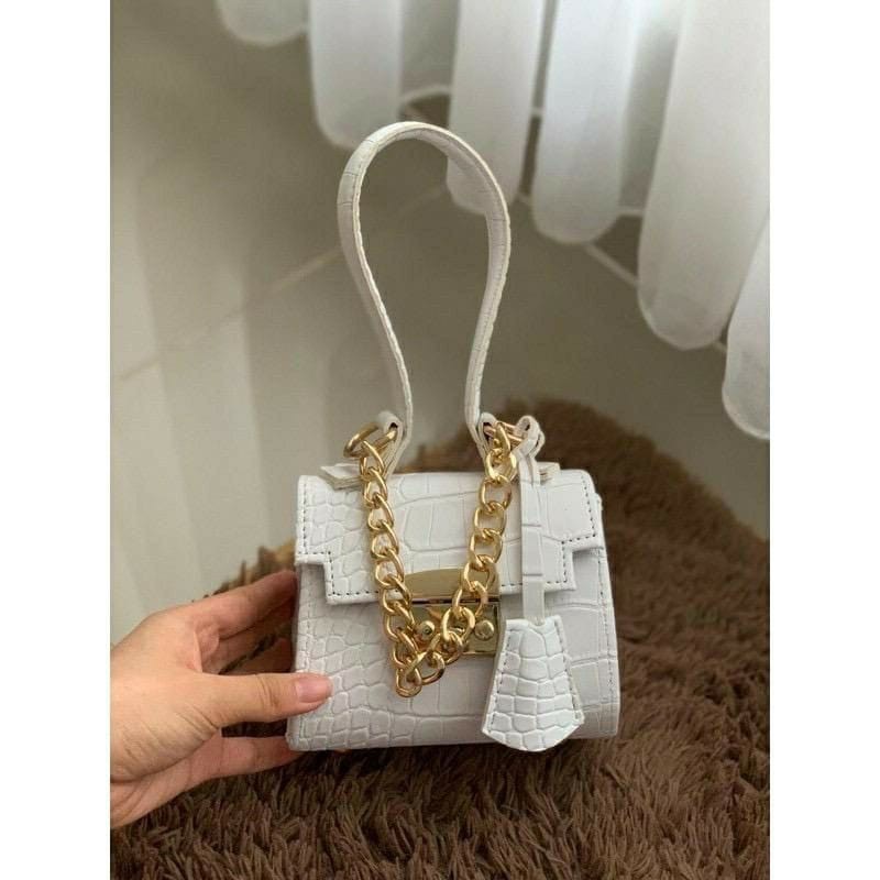 TAS SLEMPANG WANITA ANDIN PUTIH / SHOULDER BAG / MICRO CROCO BAG / TAS MINI BAG / TAS KECIL