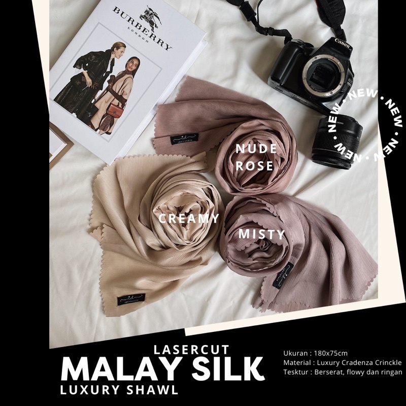 Lasercut Malay silk luxury premium | Pashmina silk Crinckle premium termurah