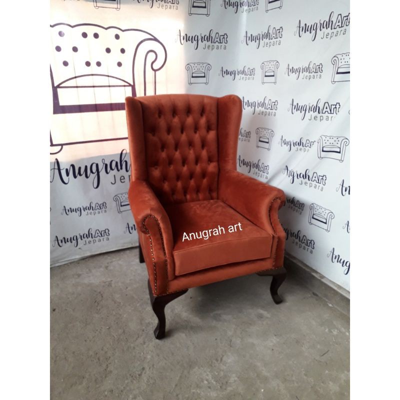 sofa wing chair klasik sofa single klasik mewah kain bludru