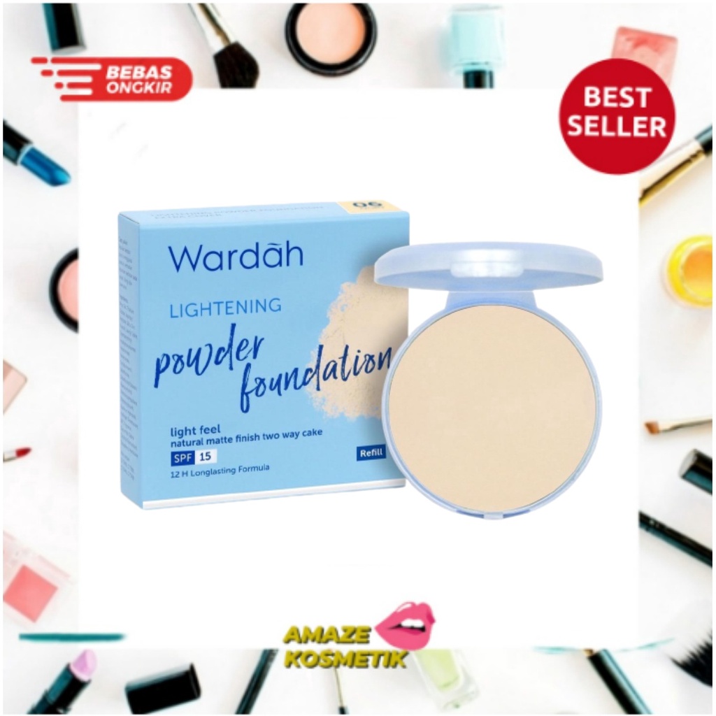 REFILL WARDAH LIGHTENING POWDER FOUNDATION LIGHT FEEL TWO WAY CAKE SPF 15 BEDAK PADAT TERLARIS