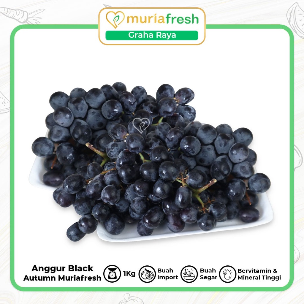 Jual Anggur Hitam Autumn 1000 Gram Premium Bergaransi Anggur Black Autumn Anggur Import 