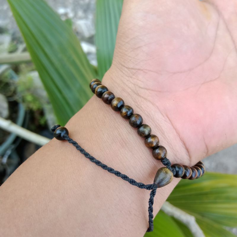 Gelang Cantik Pria Wanita Akar Bahar Tali Arus Serat Emas Size 6mm