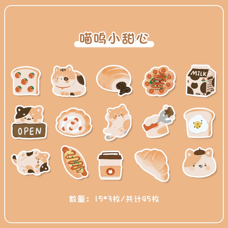 imoda 45 lembar/kotak Stiker Kartun Lucu DIY Scrapbooking Dekorasi Stiker Alat Tulis-C