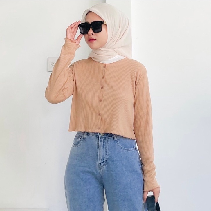 FC - ALENA KOREAN CROP CARDI / CARDIGAN GAYA KOREA (CROP TOP) RIB PREMIUM