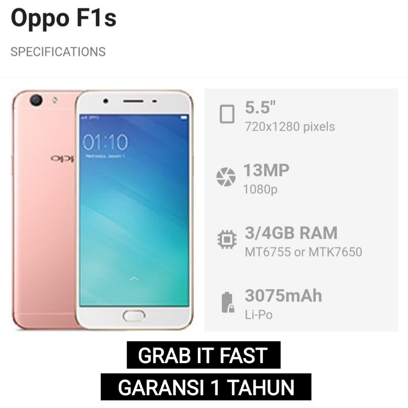 HP Oppo F1S Ram 4GB Internal 64GB (4G) LTE