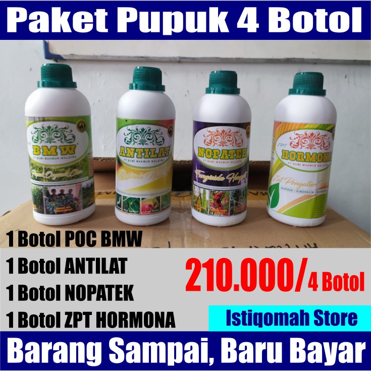 PROMO PAKET PUPUK KOMPLIT 1 Botol POC BMW, 1 Botol ANTILAT, 1 Botol NOPATEK, 1 Botol ZPT HORMONA