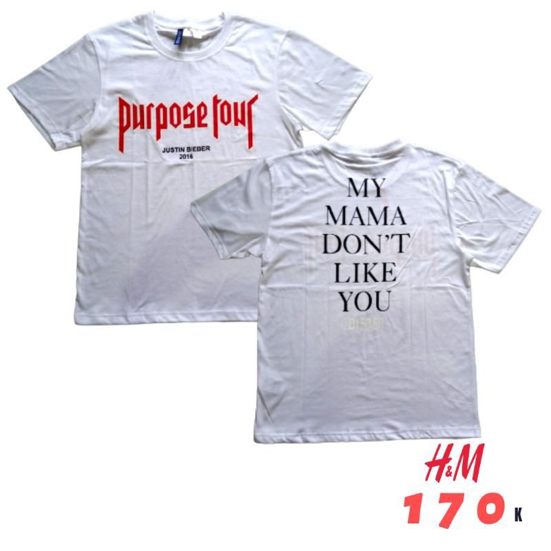 SALE - Tshirt Divided H&M Purpose Tour Justin Bieber White