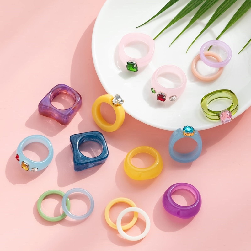 (GET 3PCS) Bulky resin statement ring set