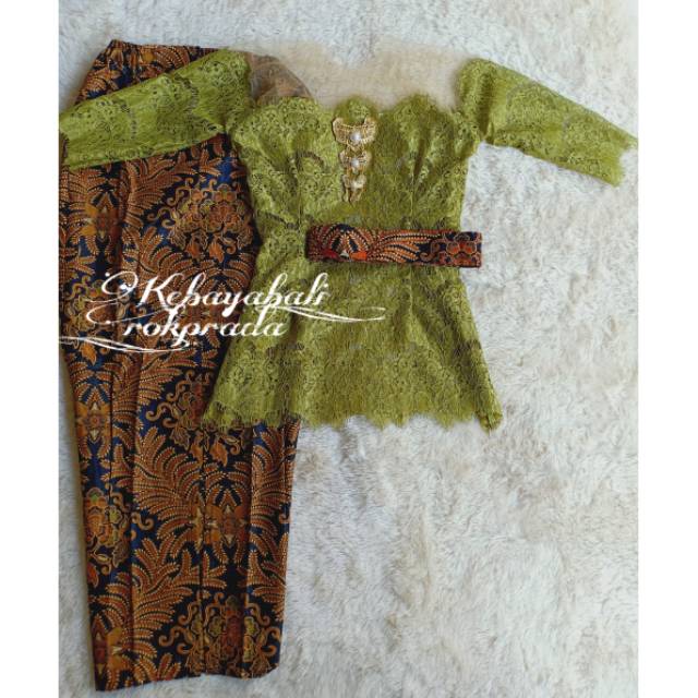 SATU SET KEBAYA OLIVE KEBAYA RENDA KEBAYA TILE MURAJH KEBAY modifikasi