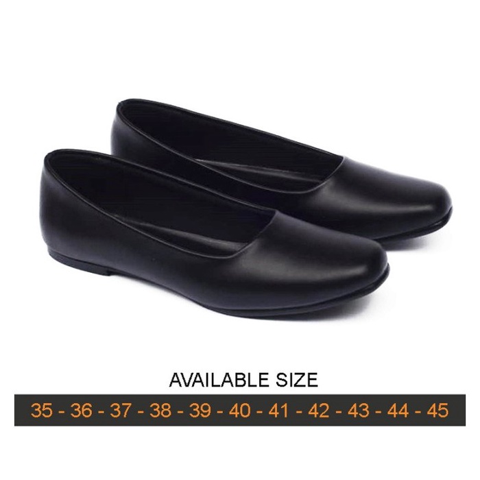 sepatu wanita flat oxford black ZG-027 ukuran besar Sepatu Formal Pantofel Kulit Pvc Big Size Jumbo gede