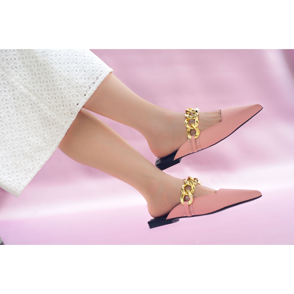 RDS - [MADE BY ORDER] Flat Metalic Chain Strap Mules - Premium Quality