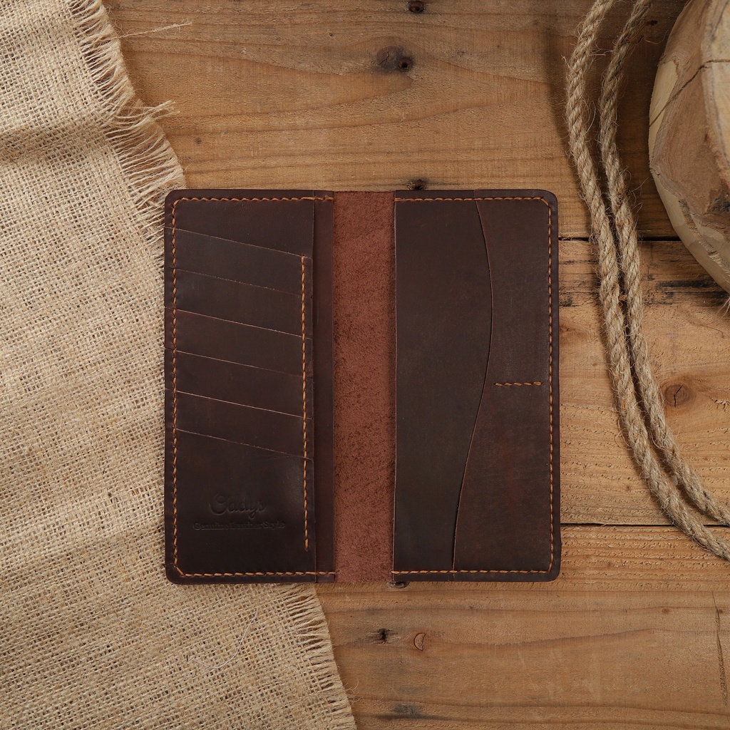 Dompet Panjang Kulit Asli Crazy Horse Seri ARCHER in ALL COLORS - Genuine Leather Phone Wallet