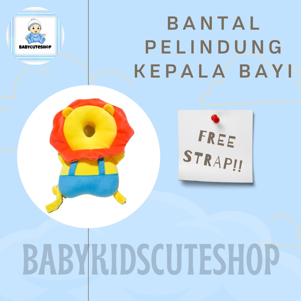 ( FREE STRAP ) Bantal Pelindung Kepala Bayi Lion | Pelindung Kepala Bayi | Head Neck Pillow Pad