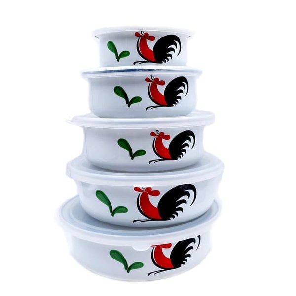 Rantang Ayam Susun 5 Wadah Enamel Mixing Bowl Set Mangkok Set Wadah Makan Mangkok Ayam Set Kotak